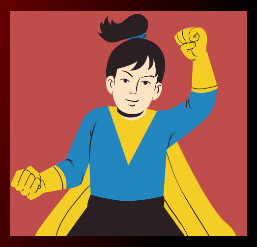 Illustration of superhero for comics studies' bag & board event
